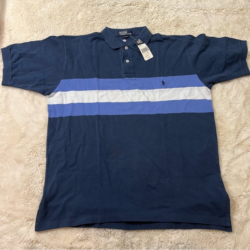 Polo Ralph Lauren Vintage Shirt Size L NWT Blue Striped